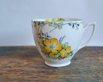 Vintage Melba Bone China Tea Cup Handpainted with Yellow Pansy Flowers - Orphan Tea Cup ONLY