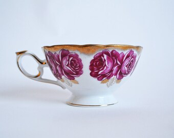 Vintage Castle China Teacup with Pink Roses and Gold - Orphan Tea Cup ONLY