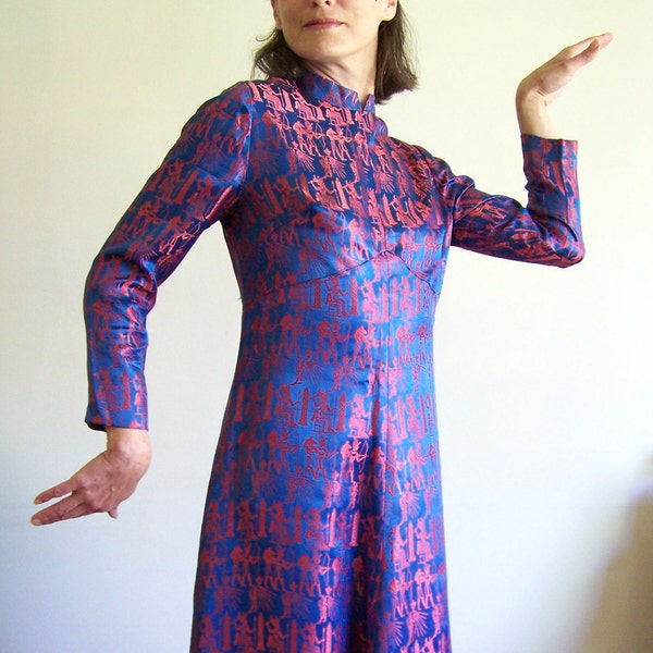 Vintage satin brocade dress - Walk like an Egyptian cocktail party dress