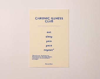 Postcard "Club" - Postcard with a saying about chronic illnesses – 10 x 15 cm card – humorous & understanding – 300 g paper