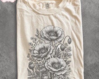 Vintage Pressed WildFlower 90s Graphic Comfort Colors Shirt, Retro Boho Cottagecore Botanical Floral Tee