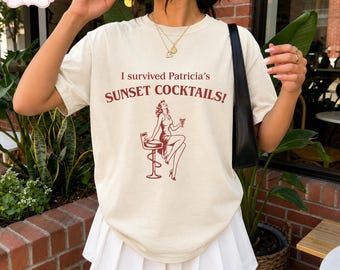 Vintage 90s Widow's Bay Movie Shirt, I Survived Patricia's Sunset Cocktails Comfort Colors Shirt