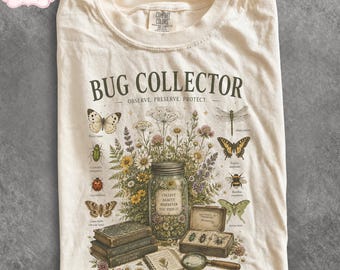 90s Bug Collector Comfort Colors Shirt, Vintage Botanical Insect Shirt, Entomology Graphic Tee Gift