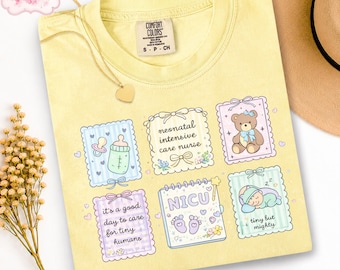NICU Nurse Minimalist Comfort Colors Shirt Pastel Neonatal Intensive Care Nurse Gift Medical Crewneck Tee