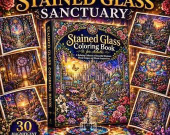 Malbuch für Erwachsene mit Glasmalereimotiven | 30 Motive: Blumenfenster, Mosaikgärten, Kathedralenkunst, Rosettenfenster und entspannende Ausmalbilder
