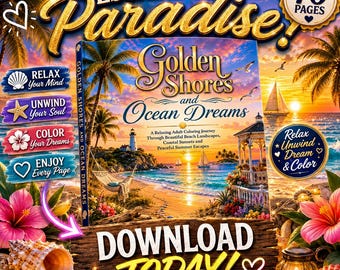 Malbuch „Goldene Küsten und Meeresträume“ für Erwachsene | 30 entspannende Strandlandschaften, Küstenmotive und Meerblicke