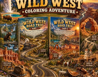 The Great Wild West Road Trip Coloring Book Bundle | 140 Scenic Western Pages | National Parks, Cowboys & Desert Landscapes PDF