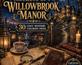 Geheimnisse von Willowbrook Manor – Malbuch für Erwachsene: Gemütliche Krimiseiten, Vintage-Karten, versteckte Hinweise, entspannende Detektivkunst