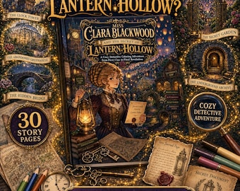Malbuch „Miss Clara Blackwood“ | Gemütliches viktorianisches Krimi-Abenteuer | Detektiv-Malvorlagen | Entspannungs-PDF für Erwachsene