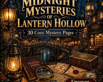 Mitternachtsgeheimnisse von Lantern Hollow: Malbuch für Erwachsene | Gemütliche Detektivseiten, versteckte Hinweise, Karten & Laternenstraßen