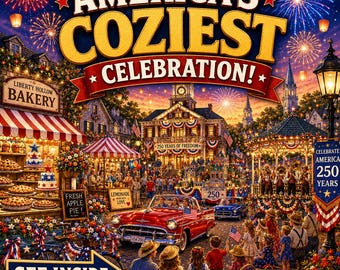 Liberty Hollow Malbuch für Erwachsene | Gemütliche amerikanische Stadtfeier | Amerikas 250. Geburtstag | 30 entspannende Seiten