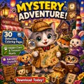Whiskers and The Mystery Town Secrets | Cute Detective Coloring Book for Kids 4-8 | 30 Mystery Adventure Pages PDF product logo