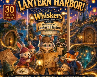 Whiskers und das Geheimnis von Lantern Harbor Band 2 | Gemütliches Detektiv-Malbuch für Kinder mit Hinweisen, Karten und Rätseln