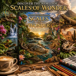 Animal Pattern Gallery Scales of Wonder Coloring Book | Reptiles Amphibians Crocodiles Snakes Turtles Adult Coloring Pages