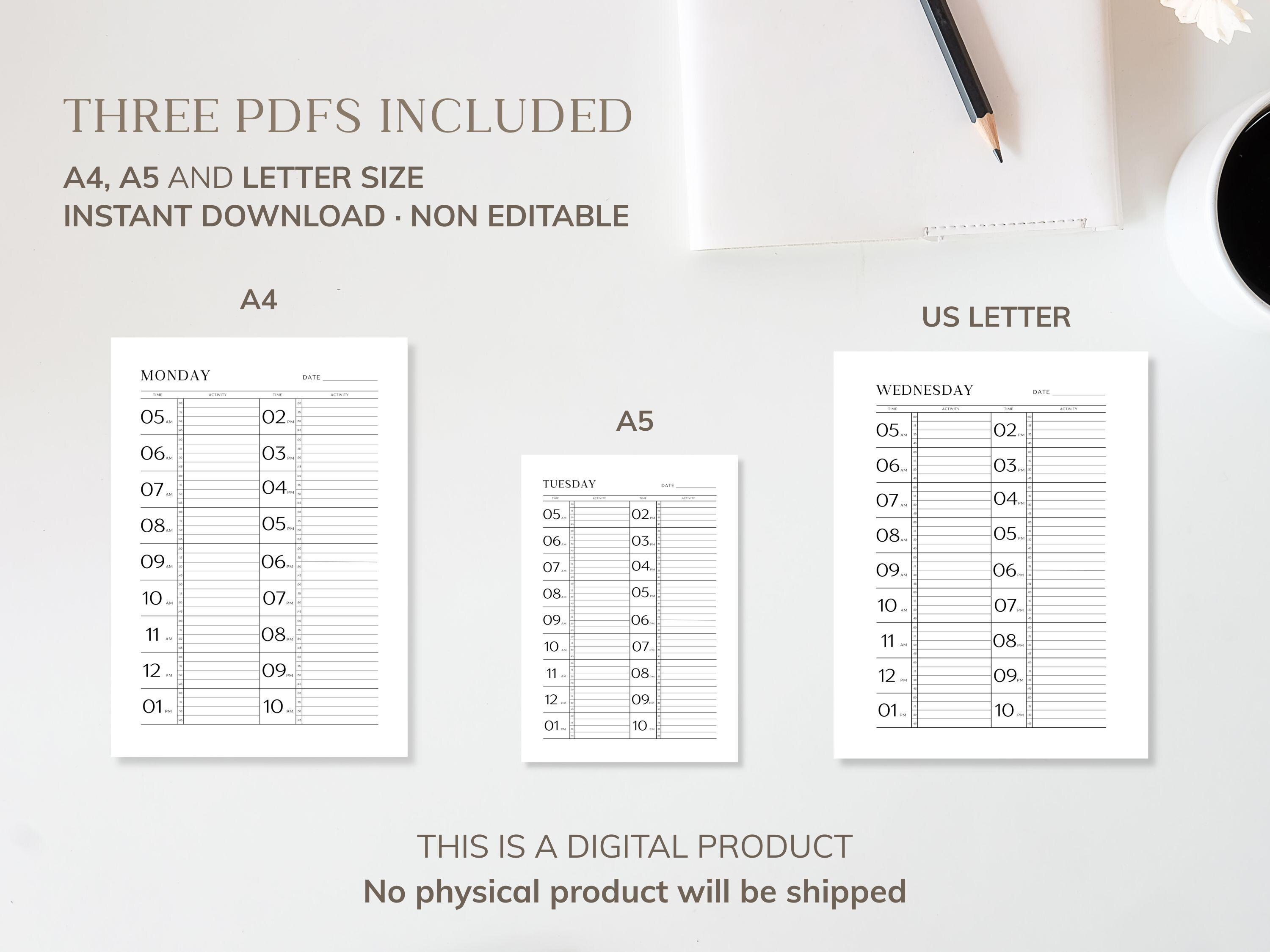 15 Minute Time Tracker Printable | Minimal Daily Time Blocking Planner ...