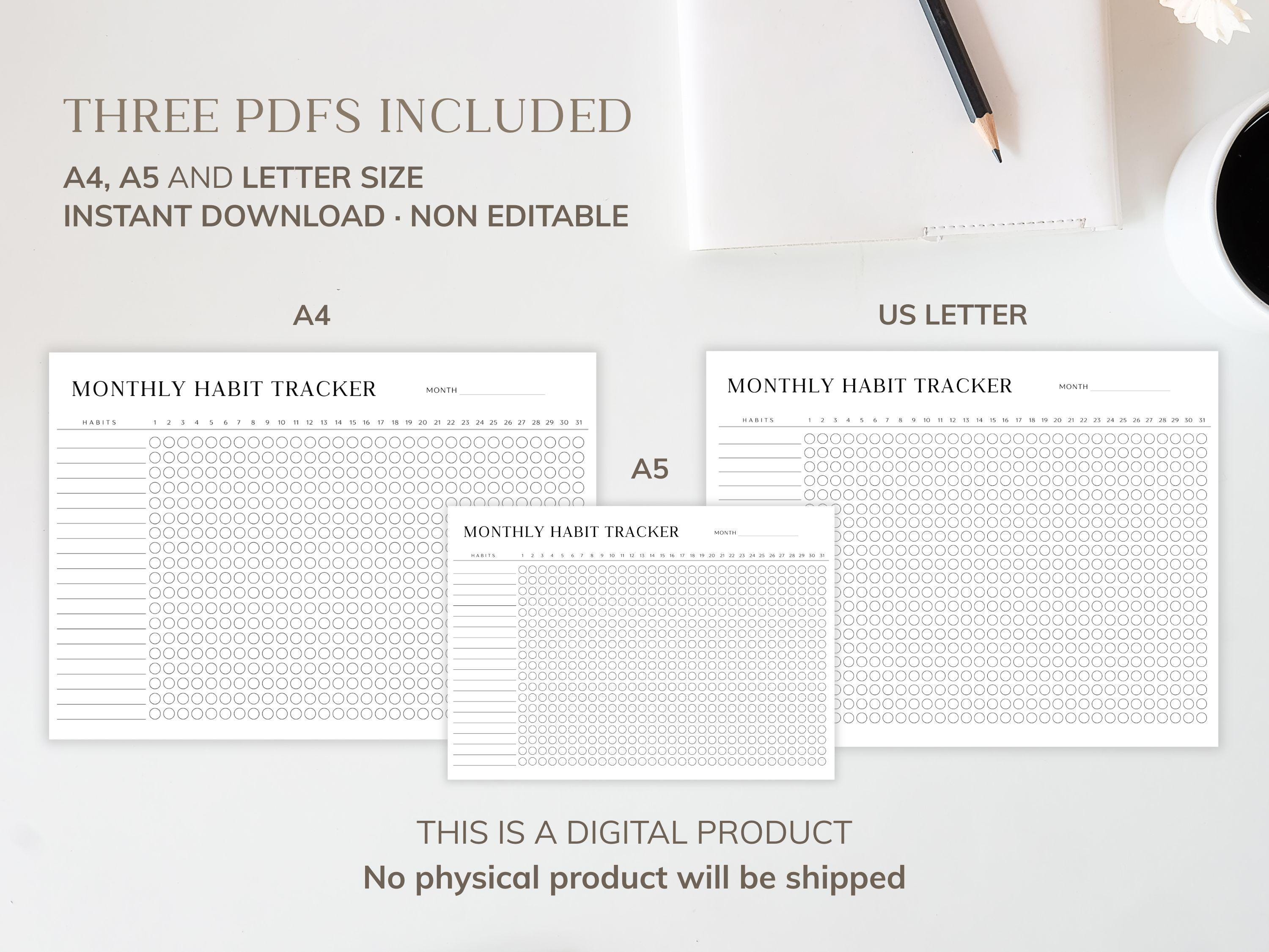 Minimalist Monthly Habit Tracker | Printable Daily Habit & Productivity ...