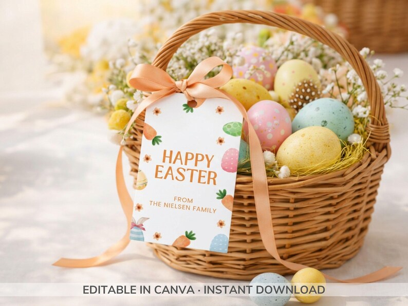 Editable Easter Gift Tag Template Canva, Easter Gift Card, Printable ...