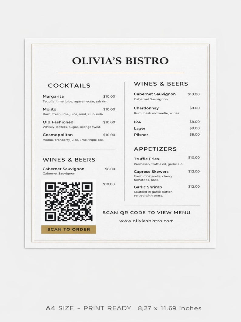QR Code Table Tent Menu Template | Editable Restaurant QR Menu | Smart ...