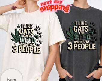 I Like Cats And Weed Sweatshirt,Women's Funny Weed Shirt,Marijuana Sweater,Cannabis Shirt,Stoner Gifts For Her,Cat Owner Gift,Cat Lover Tee