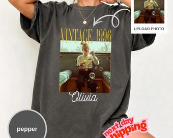 Personalized 30th Birthday Photo Shirt, Vintage 1996 Comfort Colors Tee