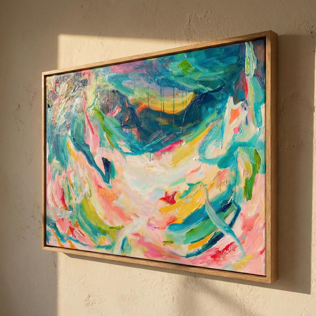 Large Colorful Abstract Oil Painting on Canvas – Textured Boho Wall Art ...