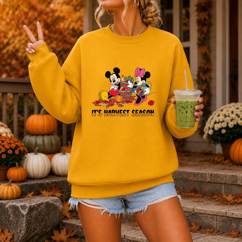 Disney Fall Shirt, Mickey Minnie Harvest Season Tee, Retro Thanksgiving Shirt