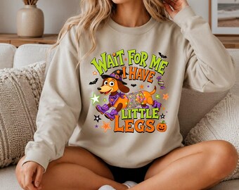 Slinky Dog Halloween T-Shirt, Wait For Me I Have Little Legs Dachshund Graphic Autumn Holiday