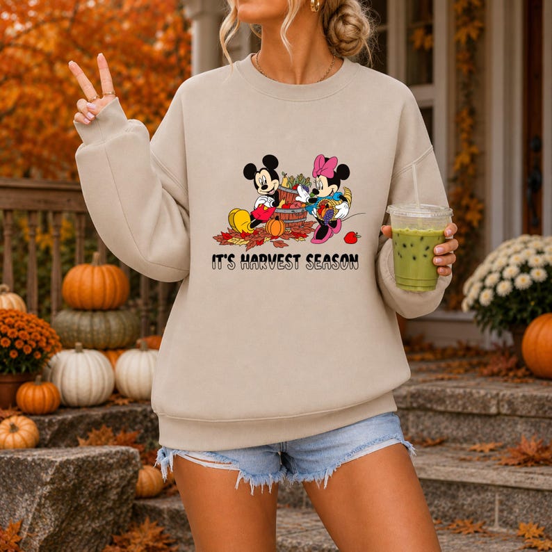 Disney Fall Shirt, Mickey Minnie Harvest Season Tee, Retro Thanksgiving Shirt