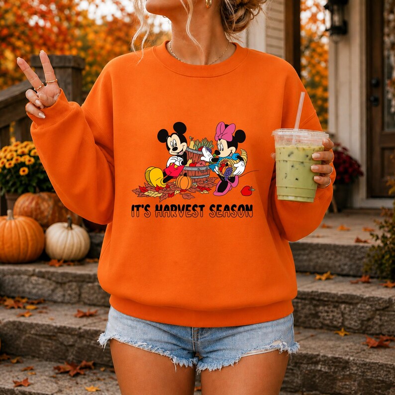 Disney Fall Shirt, Mickey Minnie Harvest Season Tee, Retro Thanksgiving Shirt