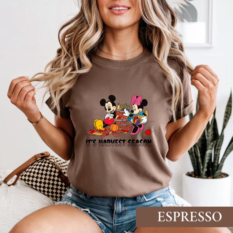 Disney Fall Shirt, Mickey Minnie Harvest Season Tee, Retro Thanksgiving Shirt