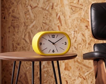 Pill Table Clock | Modern Oval Desk Clock | Mid Century Minimalist Shelf Gift