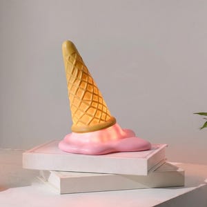 Melting Ice Cream Lamp | Surrealist Pop Art Night Light, Hidden Storage