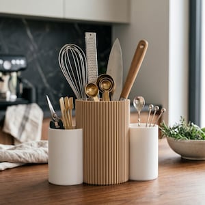 Soporte para utensilios / Organizador de cubiertos para encimera / Almacenamiento de cocina / Regalo de inauguración de casa