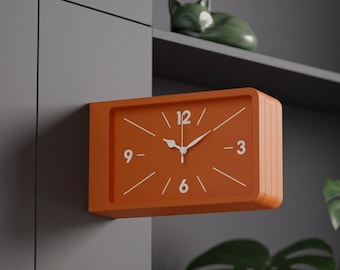 Orologio da stazione bifacciale / Decorazione murale in bioplastica stile industriale di metà secolo