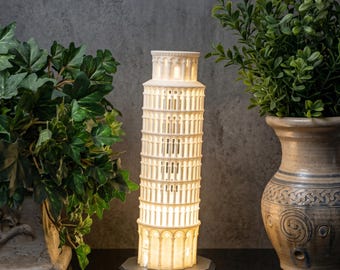 Leaning Tower of Pisa Lamp | Italy Architecture Night Light | Travel Decor | Unique Desk Lamp