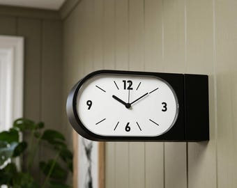Double-Sided Oval Station Clock | Modern Retro Hallway Wall Decor