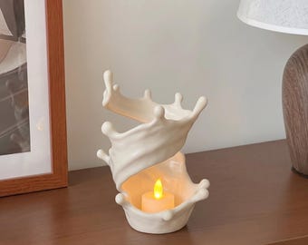 Milk Splash Tealight Holder | Modern Spiral Candle Stand (LED Only)