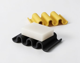 Soap Dish with Drainage | Wave Sculptural Soap Rest | Bathroom Sink Accessory