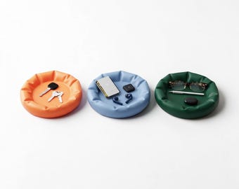 Valet Tray for Keys and Wallet | Round Catch-All Bowl | Puffy Rim Entryway Organizer