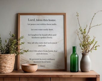 Arte mural imprimible con oración cristiana de bendición del hogar / Decoración religiosa para el hogar / Descarga digital de alta resolución