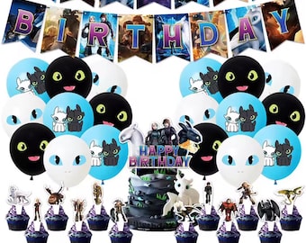 Dragon Viking Birthday Decorations | Custom Age | Kids Dragon Party Decor