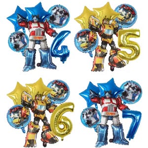 Verwandelnde Roboter-Auto-Thema-Folienballons für Jungen-Geburtstag, Gelber Roboter-Partydekoration, Kinderballon-Set, Babypartyzubehör