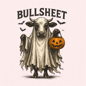 Retro Bullsheet Halloween Png, Moo I Mean Boo Png, Funny Halloween Highland Cow Png, Trendy Cute Cow Shirt Design, Trick Or Treat Png