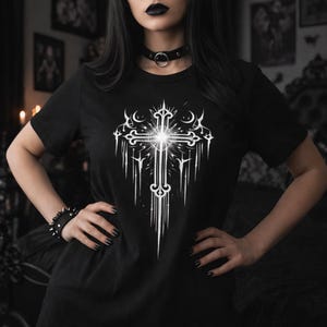 White Grunge Cross Shirt - Etsy