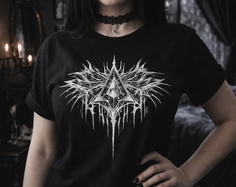 Dark Gothic Sigil T-shirt, cyber-sigilisme esthetisch T-shirt, alternatieve mode grunge shirt, Witchy streetwear, edgy graphic T-shirt voor vrouwen