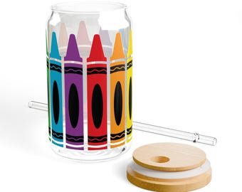 Vaso térmico de 473 ml (16 oz) con forma de lata / Regalo de agradecimiento para profesores, ideal para la vuelta al cole (tapa y pajita de bambú)
