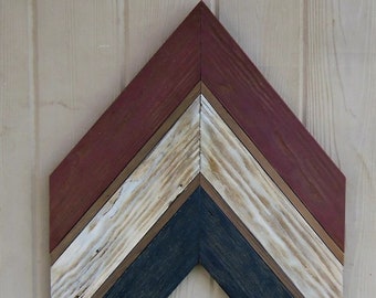 Large Patriotic Chevron made with our distressed barn board finish handmade by Keating Woodcraft