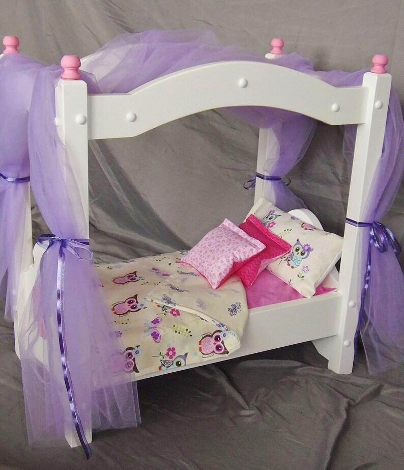 Doll Canopy Bed fits American girl dolls and 18 inch dolls Etsy