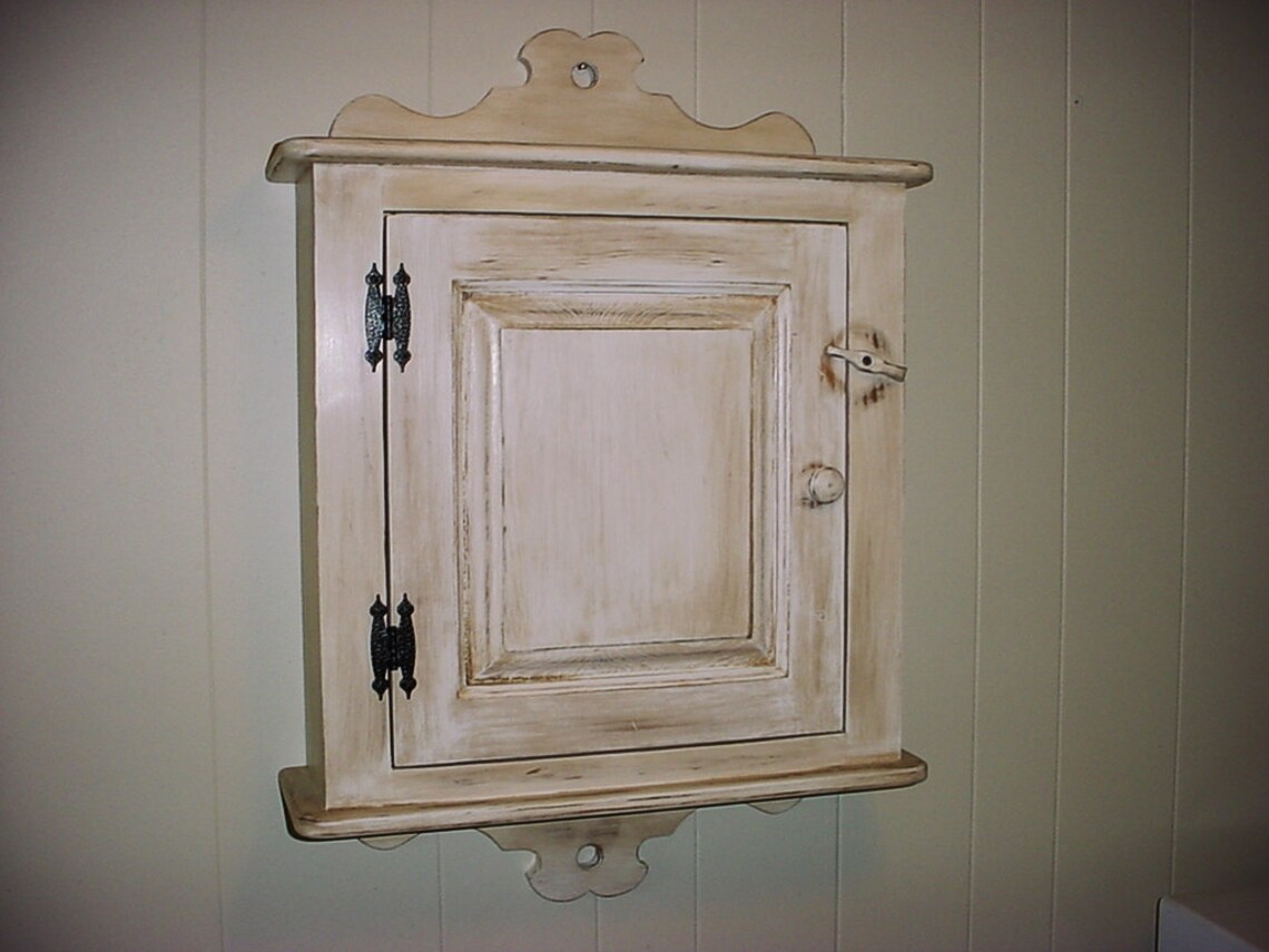 Handcrafted Primitive Spice Rack With Distressed Finish Made From Solid