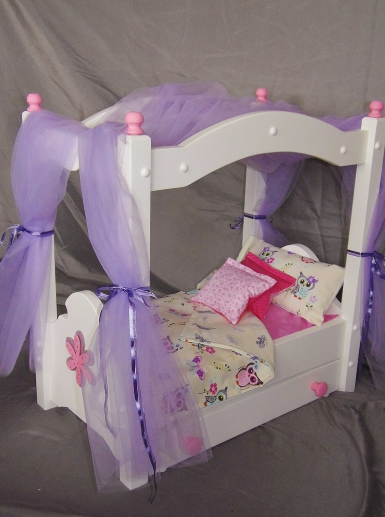 Doll Canopy Bed and Trundle Bed fits American Girl Doll and Etsy